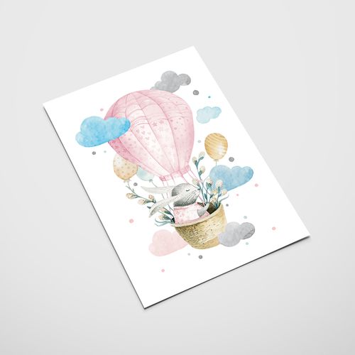 Plakat dla dziecka balon zajączek 21x29,7 cm A4 na Arena.pl