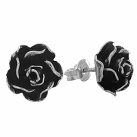 SREBRNE KOLCZYKI RÓŻE NA SZTYFT OKSYDOWANE PRÓBA SREBRA 925