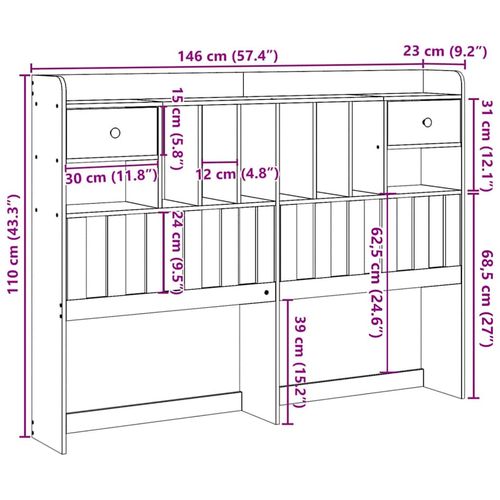Wezgłowie do łóżka, z półkami, woskowy brąz, 140 cm, sosnowe na Arena.pl