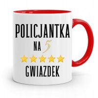 Kubek Czerwony Dla Policjantki Na Pięć Gwiazdek Z Nadrukiem Ze Zdjęciem