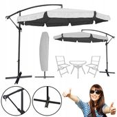 PARASOL OGRODOWY DUŻY SKŁADANY Z POKROWCEM WYSIEGNIK 350CM DALLAS J. SZARY