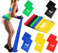 ZESTAW 5 GUM TAŚMA DO ĆWICZEŃ TRENINGU REHABILITACYJNA FITNESS FLAT BAND 2M