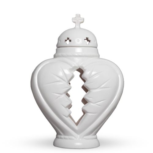 Znicz ceramiczny serce- biały na Arena.pl