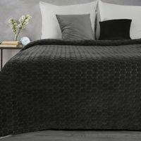 Koc Zoe mikroflano grafitowy 150x200 cm z tłoczeniem w kratę 3D