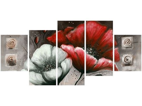 70CM 150CM OBRAZ 5 ELEM MALOWANE MAKI CZERWIENI BRĄZIE ŚCIENNY na Arena.pl