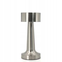 Lampa stołowa bezprzewodowa akumulator usb na stolik nocna srebrna lampka