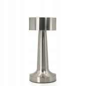 Lampa stołowa bezprzewodowa akumulator usb na stolik nocna srebrna lampka