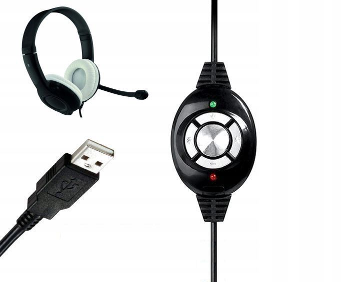 SŁUCHAWKI Z MIKROFONEM DO LAPTOPA KOMPUTERA NA USB zdjęcie 3