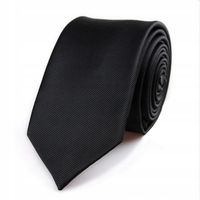 Elegancki KRAWAT męski wąski gładki CZARNY