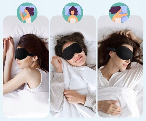 OPASKA NA OCZY DO SPANIA MASKA 3D REGULOWANA LEKKA 100% ZACIEMNIENIA CZARNA na Arena.pl