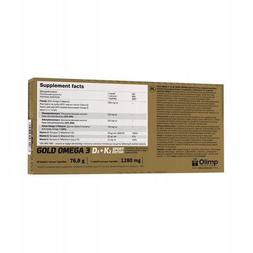OLIMP GOLD OMEGA 3 D3+K2 SPORT 120kaps WITAMINY na Arena.pl