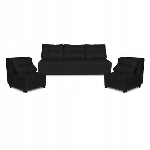 Zestaw KIMO funkcja spania sofa fotele Family Meble czarny Hunter welur na Arena.pl