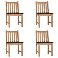 Krzesła ogrodowe, 4 szt., z poduszkami, lite drewno tekowe