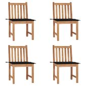 Krzesła ogrodowe, 4 szt., z poduszkami, lite drewno tekowe