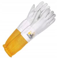 Rękawice Pszczelarskie Skórzane długie z mankietem bawełnianym i siatką r.8