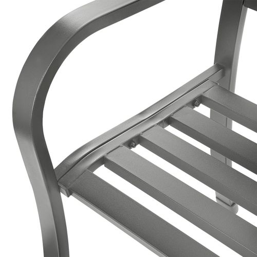 Ażurowa ławka ogrodowa z oparciem metalowa konstrukcja grafitowa na Arena.pl