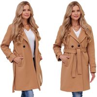 PRĄŻKOWANY PŁASZCZ Z PASKIEM PRZEJŚCIOWY JESIENNY ZIMOWY DAMSKI 3XL