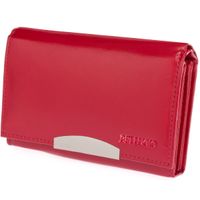 portfel damski skórzany z lakierowaną wstawką bellugio - ciemnoczerwony