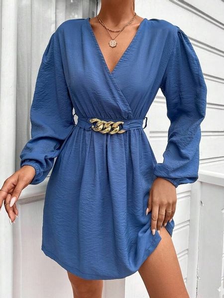 SHEIN NIEBIESKA SUKIENKA MINI PASEK (M) zdjęcie 1