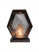 Lampion Solarny Kapliczka Trapez z płomieniem Czarny Połysk 25cm