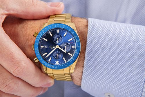 zegarek męski giewont chronograph sapphire złoto niebieski gw8720-b6 na Arena.pl