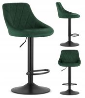Hoker Barowy Obrotowy Zielony Krzesło Barowe Regulowane Welurowe