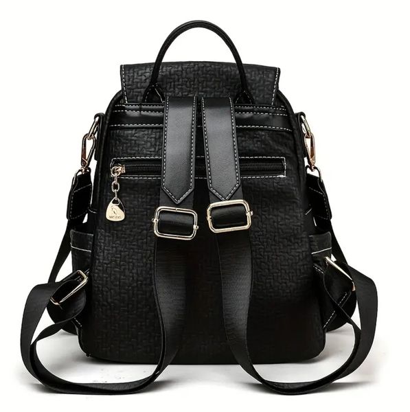 Plecak damski czarny skórzany elegancki miejski 2w1 torba na ramię zdjęcie 4