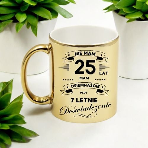 KUBEK ZŁOTY PREMIUM PREZENT NA 25 URODZINY ORYGINALNY UPOMINEK na Arena.pl