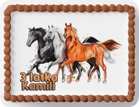 PROSTOKĄTNY OPŁATEK NA TORT A4 20x29CM - KONIE KOŃ HOBBY + IMIĘ