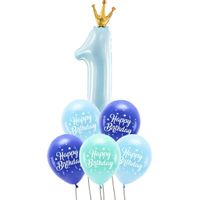 Zestaw balonów na roczek Happy Birthday, niebieski