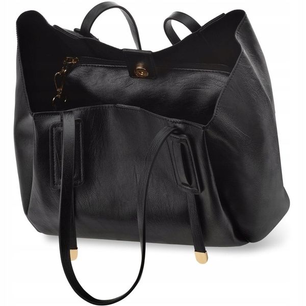 Torba Damska Duży Worek Shopper Torebka Monnari + Listonoszka Czarna zdjęcie 4