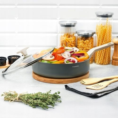 Patelnia na indukcję PATELNIA GŁĘBOKA NON-STICK Z POKRYWKĄ 28cm Pancetta na Arena.pl