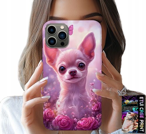 ETUI DO IPHONE 11 PRO MAX - SŁODKA CHIHUAHUA NA RÓŻOWYM TLE KWIATAMI na Arena.pl
