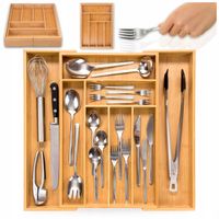 WKŁAD ORGAZNIER NA SZTUĆCE DO SZUFLADY BAMBUSOWY REGULOWANY ROZSUWANY DUŻY