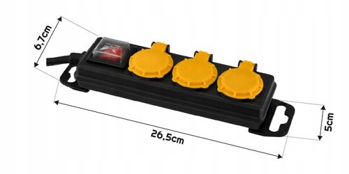 Przedłużacz Listwa Zasilająca 3 Gniazda 5m Wodoszczelny Z Wyłącznikiem IP44 na Arena.pl