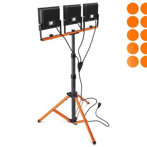 Halogen LED Statyw Budowlany Naświetlacz 3x 100W 33000lm Lampa Na na Arena.pl
