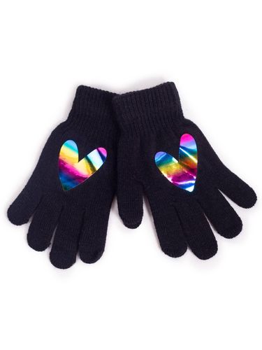Rękawiczki dziewczęce pięciopalczaste z sercem 14 YOCLUB na Arena.pl