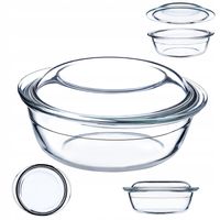 KADAX Naczynie Żaroodporne Z Pokrywką 2,2L Okrągłe Szklane Małe Piekarnika