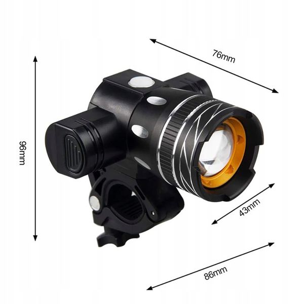 MOCNA LAMPKA ROWEROWA LED XML-T6 CREE USB ZOOM zdjęcie 6