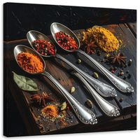 Obraz do kuchni restauracji baru jadalni, Przyprawy na srebrnych