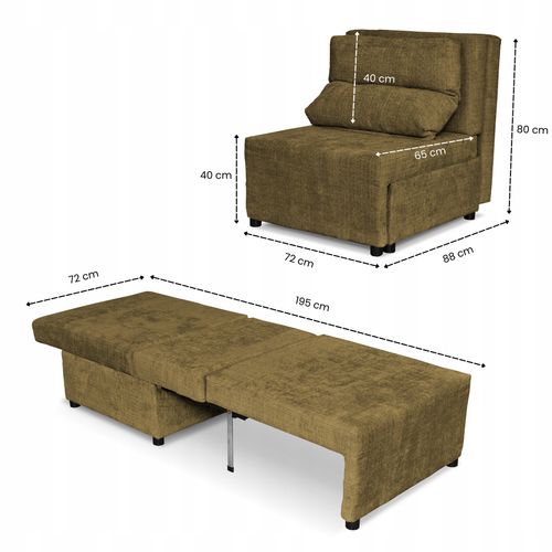 Fotel rozkładany z funkcja spania KIMO pojemnik na pościel Ramona brąz na Arena.pl