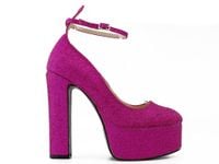 Różowe platformy z paskiem w kostce 37