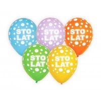 balony sto lat 12" 5szt urodziny różnokolorowe