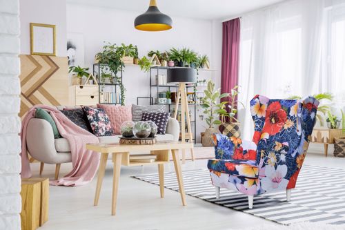 Fotel uszak ARI PRINT z podnóżkiem skandynawski Family Meble łowicki na Arena.pl