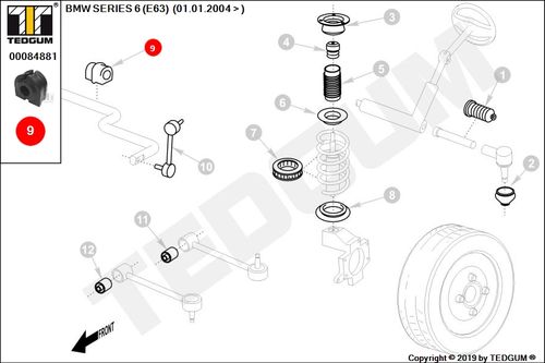 BMW 6 E63 GUMA STABILIZATORA PRZEDNIEGO E63 04- na Arena.pl
