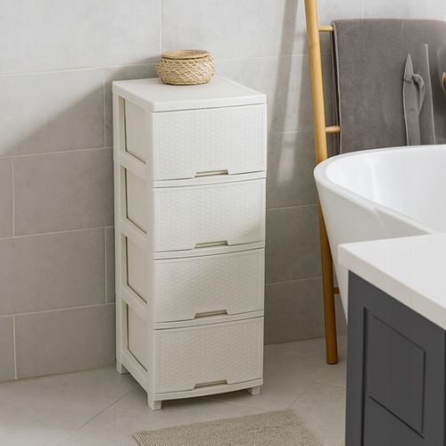 KOMODA Z SZUFLADAMI PLASTIKOWA ECRU WOLNOSTOJĄCA REGAŁ ORGANIZER na Arena.pl