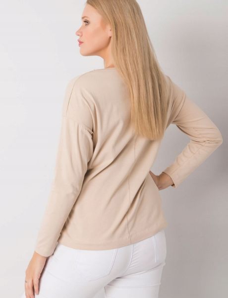 Modna bluzka plus size z nadrukiem R 48 BEŻOWA zdjęcie 3