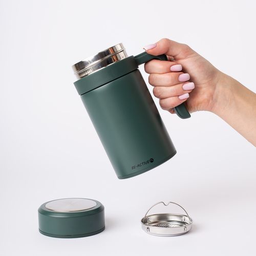 Kubek Termiczny Termos Zielony Podwójne Ścianki Duży 450Ml Na Kawę Herbatę na Arena.pl