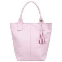 VERA PELLE torebka damska skórzana shopper z długimi rączkami V619 różowa