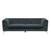 Sofa 3-osobowa welurowa ciemnoszara SOTRA